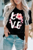 Black Love Cherry Blossoms Graphic Print Short Sleeve T Shirt